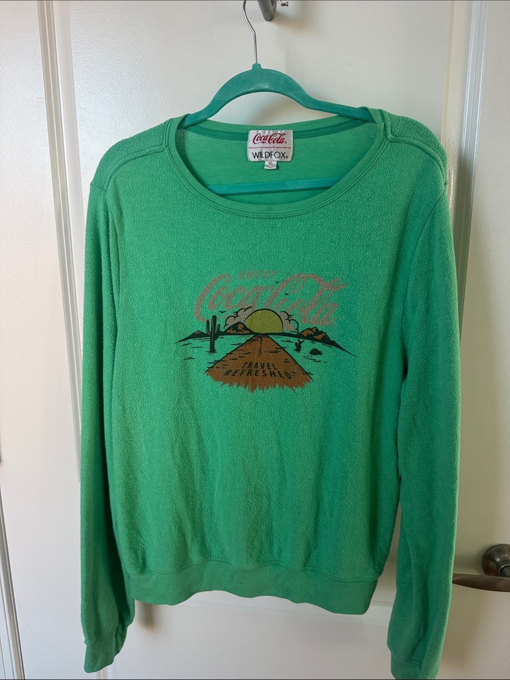 Wildfox Emerald Green Coca-Cola Scoopneck Graphic Sweatshirt